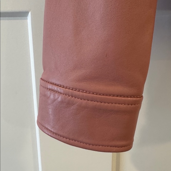 Lamarque Klemence Bomber Leather Jacket, 100% Lamb Leather, Mauve Pink, Size XS - Picture 9 of 14